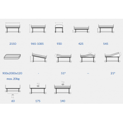 Standardowe łóżko rehabilitacyjne 1035 Vermeiren Parametry